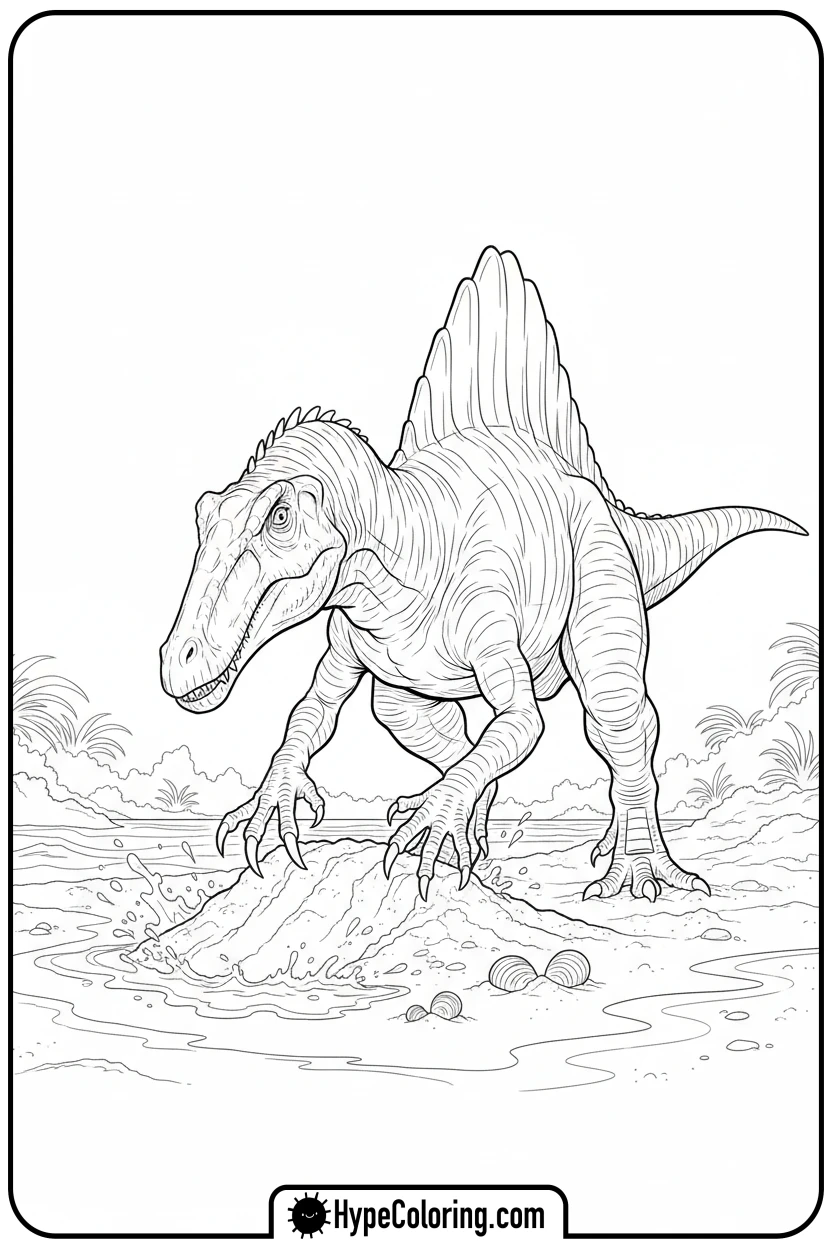 spinosaurus-digging-for-clams - spinosaurus coloring page