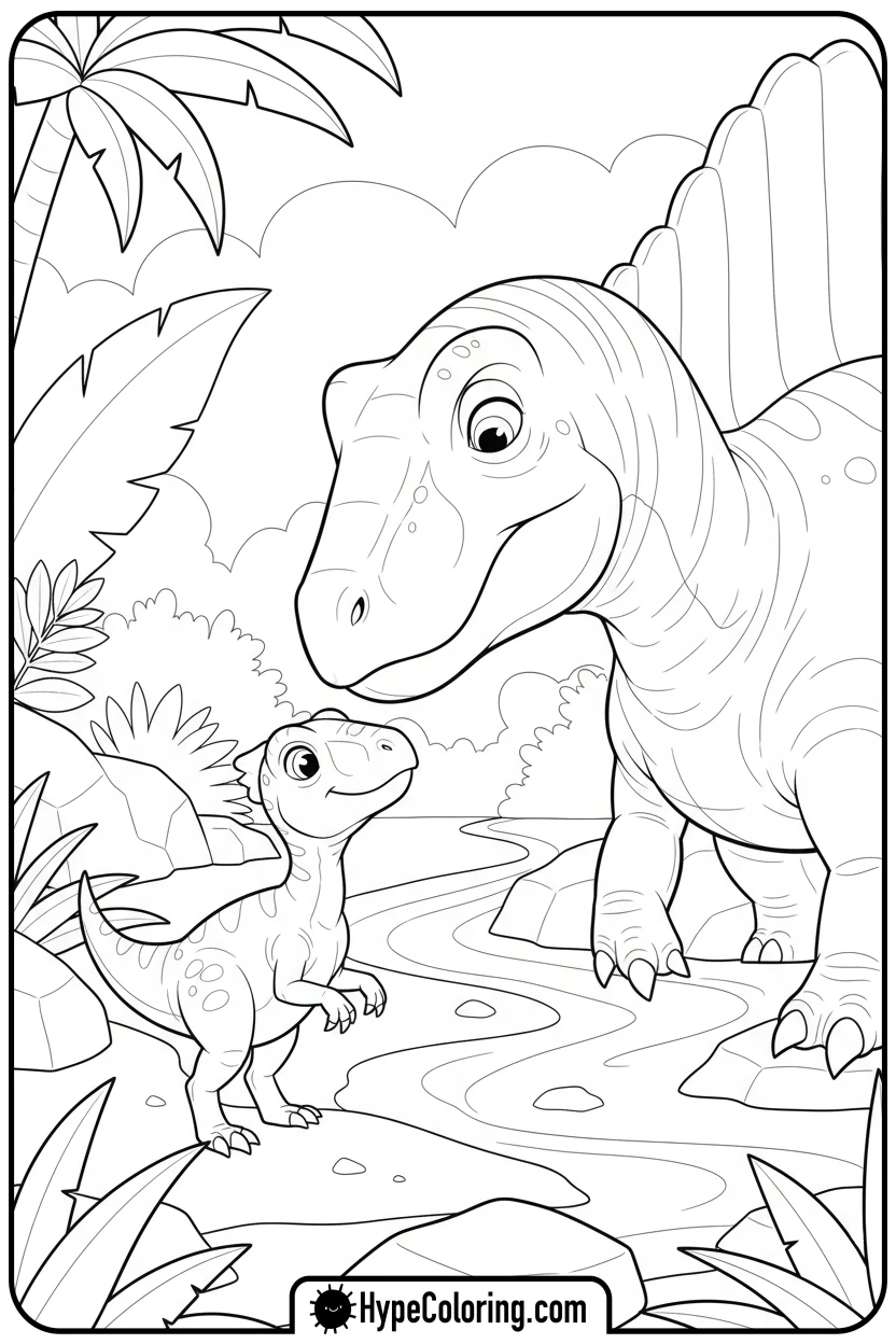 spinosaurus-with-small-friend - spinosaurus coloring page