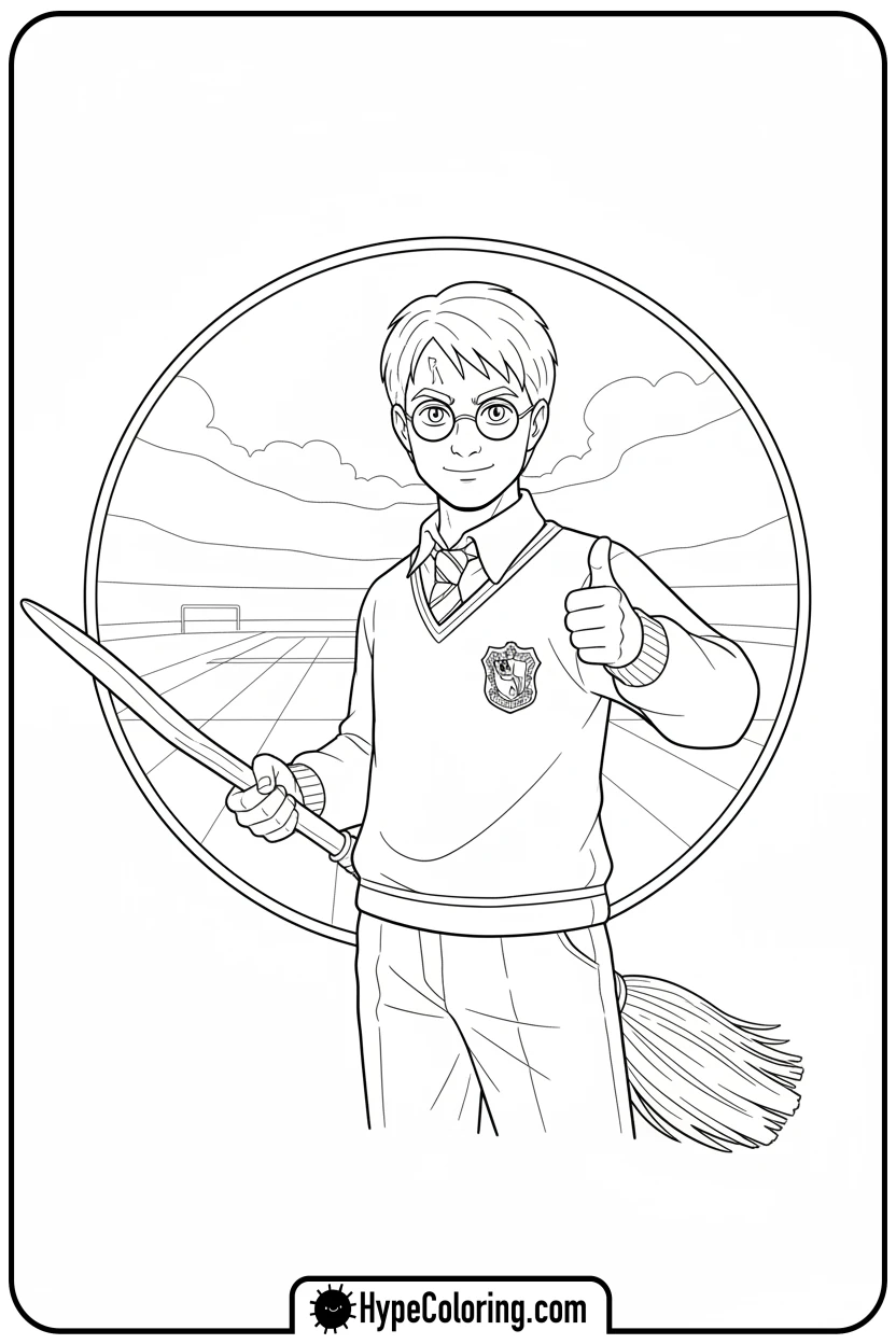 harry-in-quidditch-uniform - harry potter coloring pages