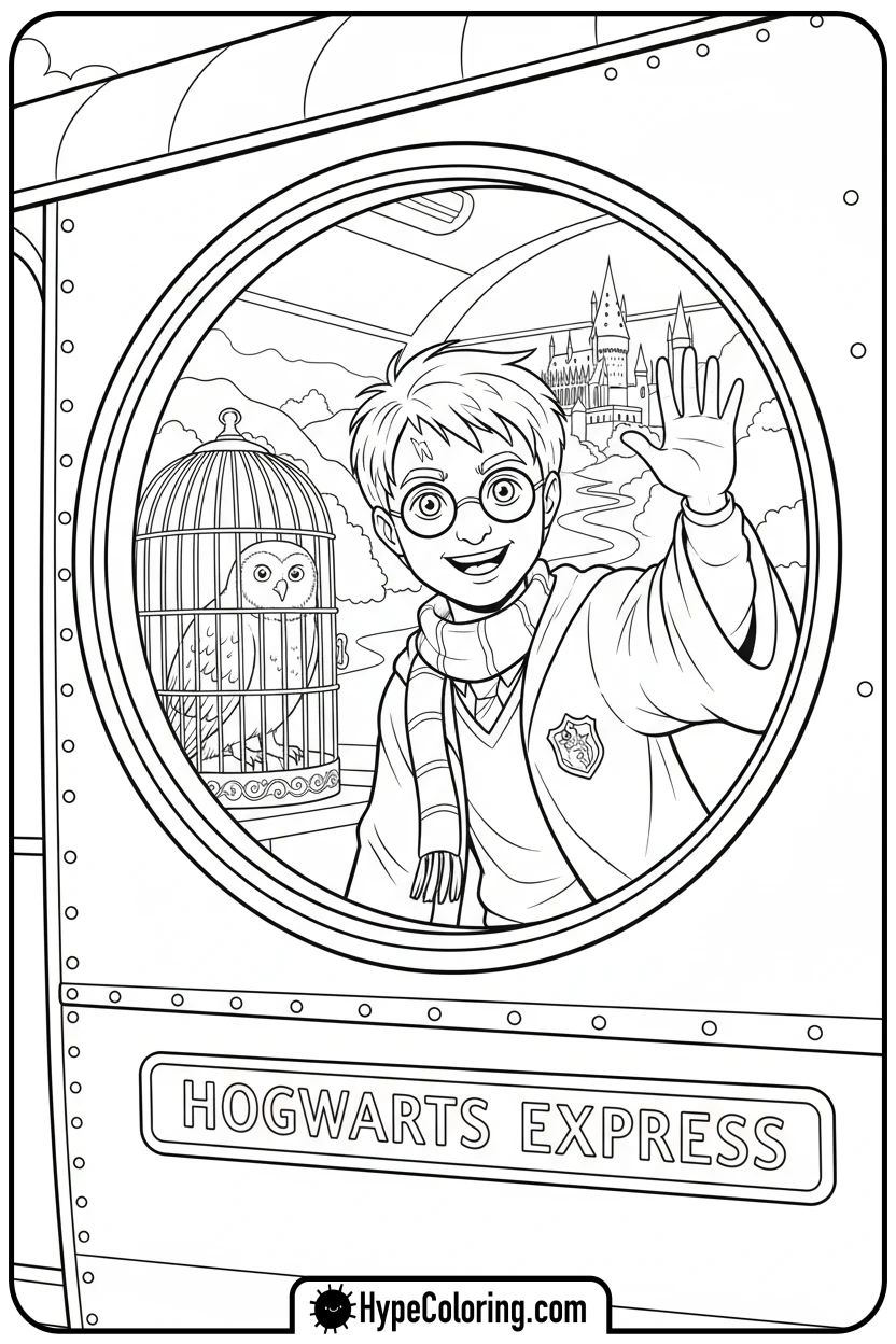 harry-on-hogwarts-express - harry potter coloring pages