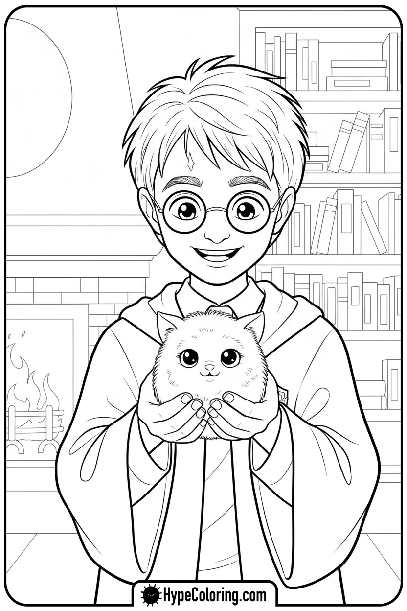 harry-holding-pygmy-puff - harry potter coloring pages
