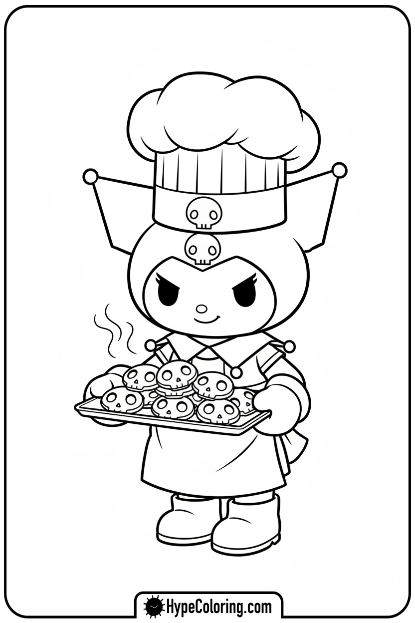kuromi-baking-skull-cookies - kuromi coloring pages