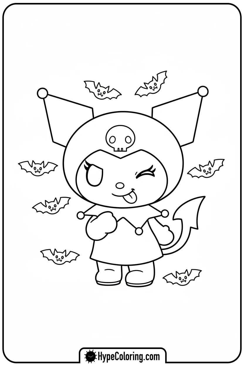 kuromi-winking-mischievously - kuromi coloring pages