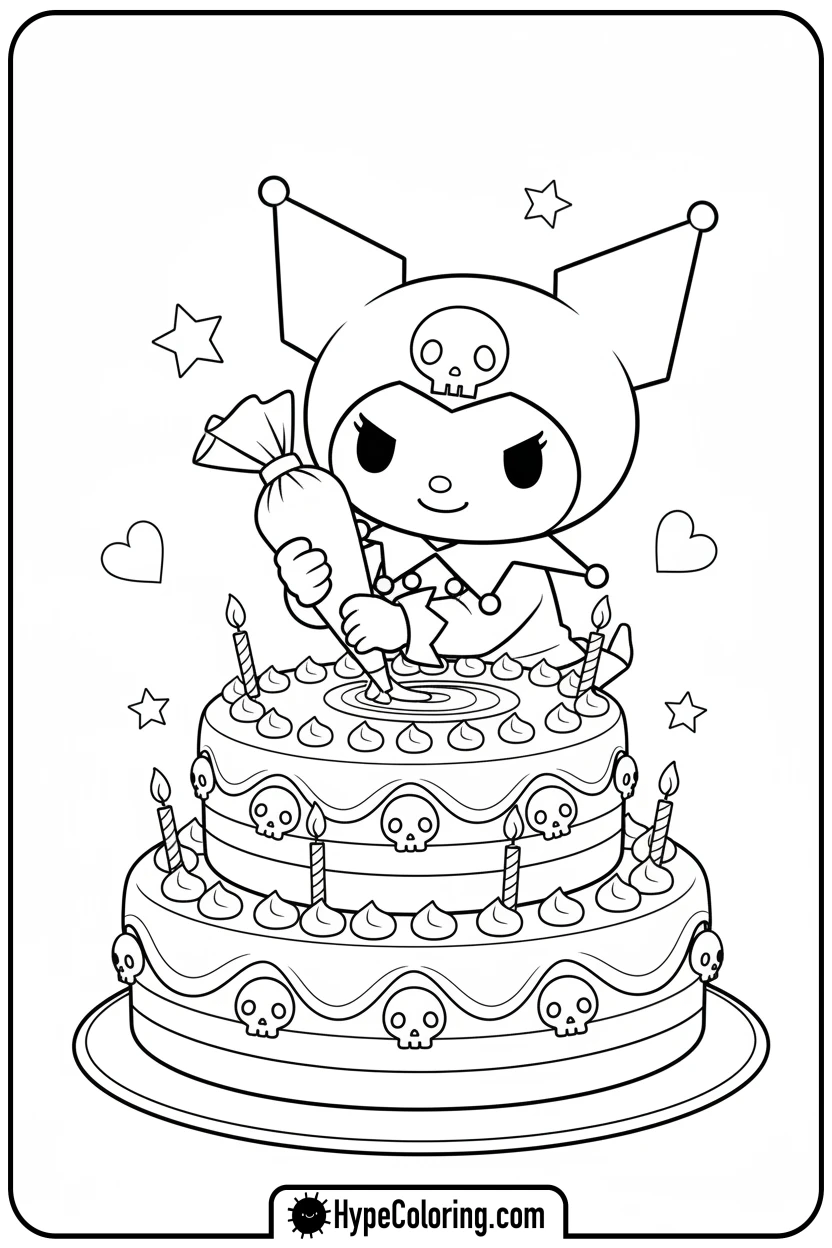 kuromi-decorating-cake - kuromi coloring pages