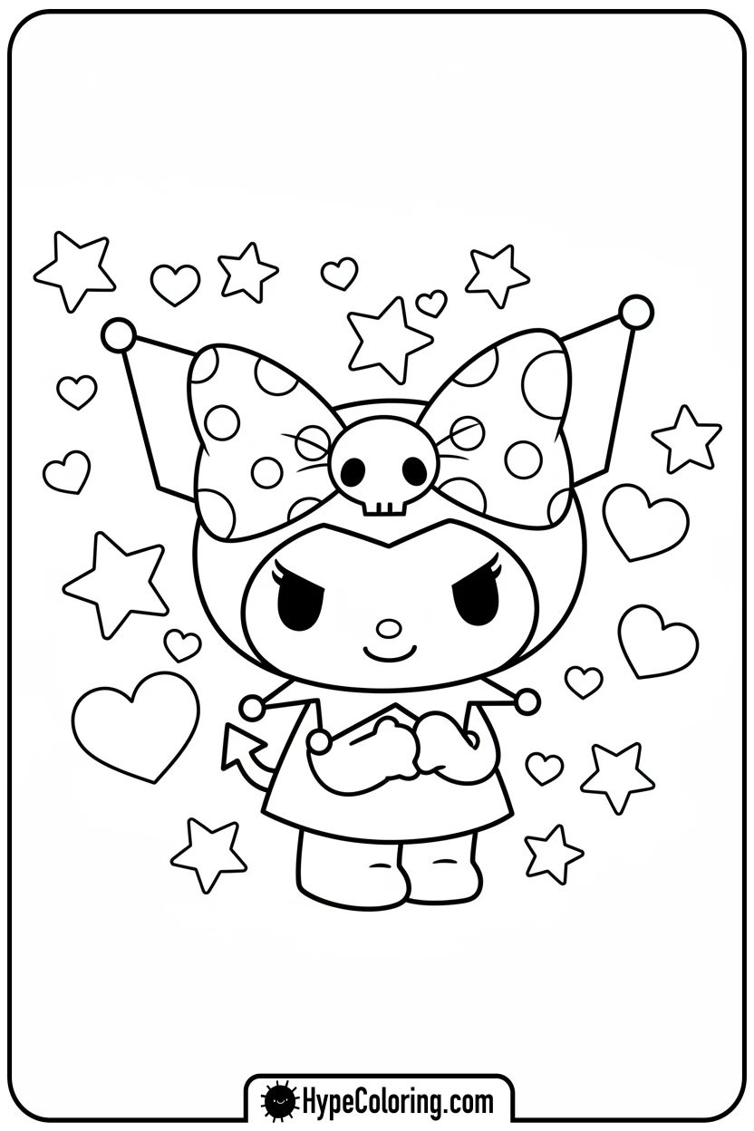kuromi-with-giant-bow - kuromi coloring pages