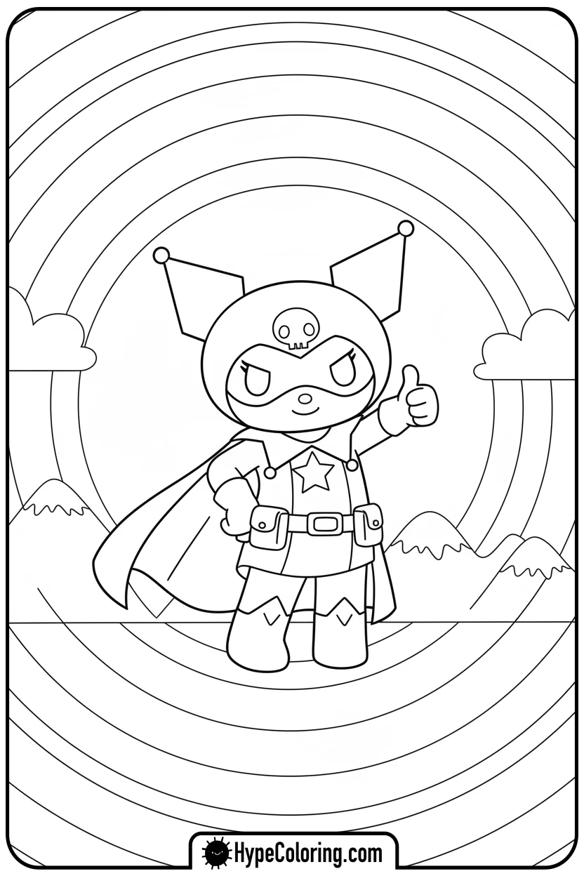 kuromi-superhero-thumbs-up - kuromi coloring pages