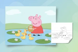 peppa-pig-gently-tossing-breadcrumbs - peppa pig coloring pages