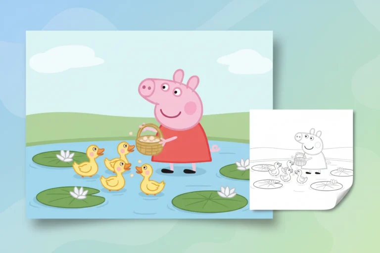 peppa-pig-gently-tossing-breadcrumbs - peppa pig coloring pages