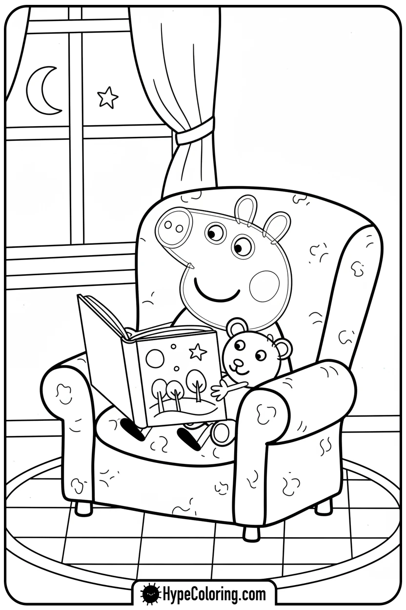 Click to download PDF peppa-reading-a-book - peppa pig coloring pages