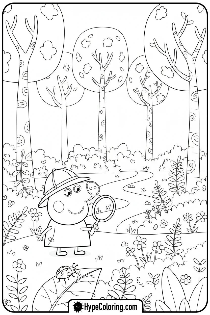 Click to download PDF peppa-exploring-nature - peppa pig coloring pages