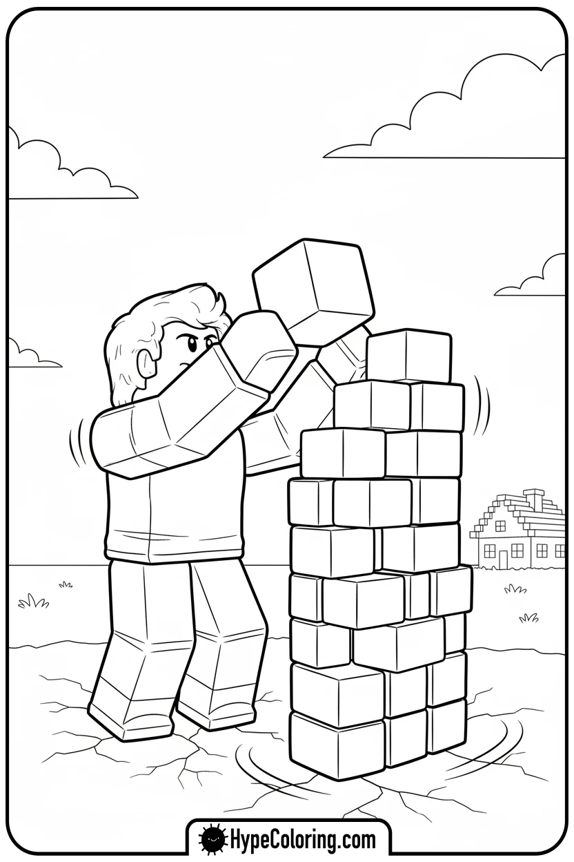 Click to download PDF roblox-character-building-blocks - roblox coloring pages