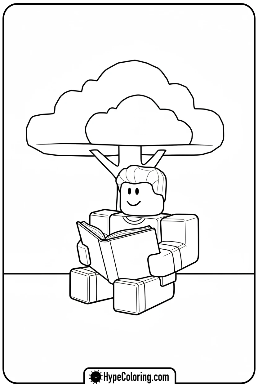 Click to download PDF roblox-character-reading-book - roblox coloring pages