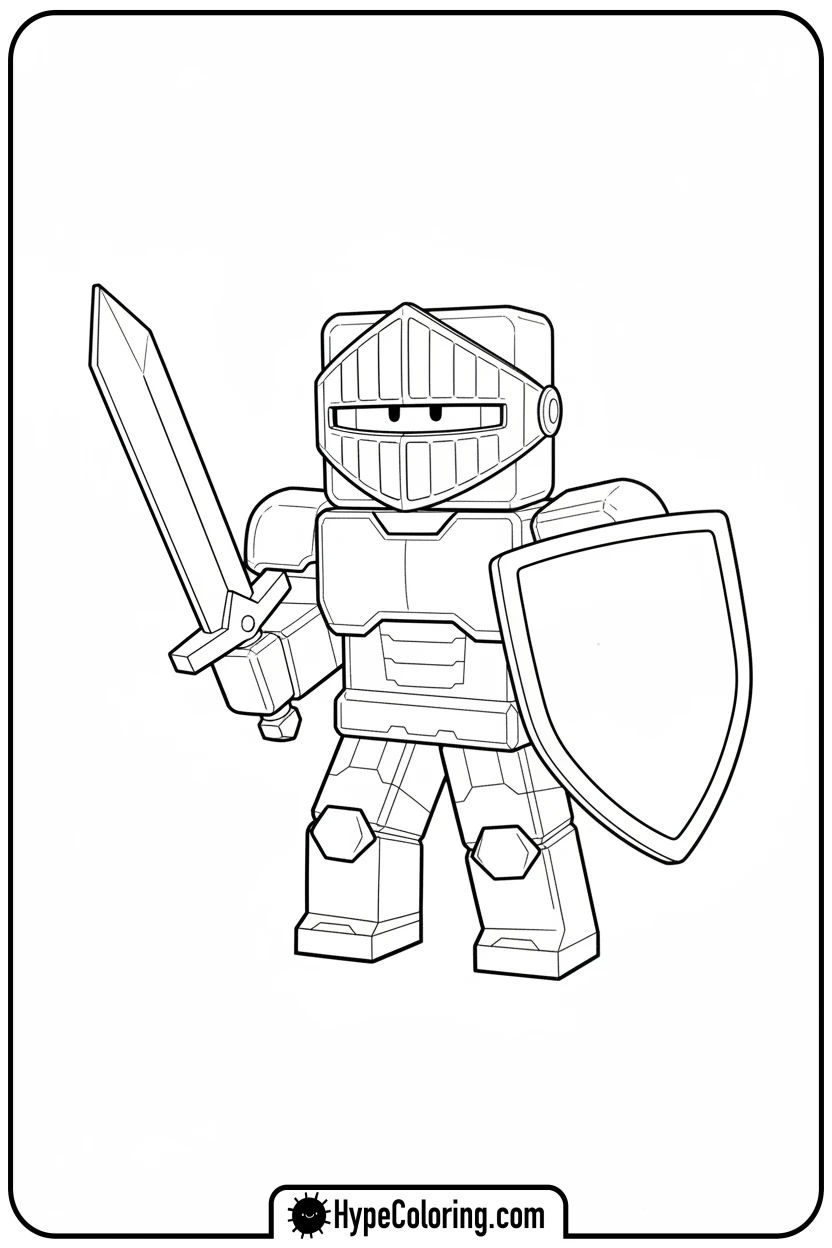 Click to download PDF roblox-knight-with-sword - roblox coloring pages