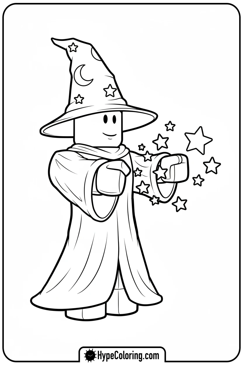 Click to download PDF roblox-wizard-casting-spell - roblox coloring pages
