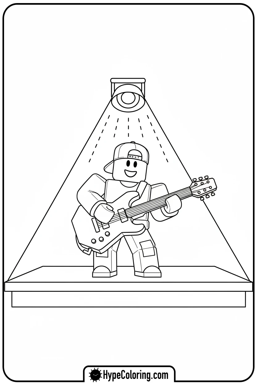 Click to download PDF roblox-character-playing-guitar - roblox coloring pages