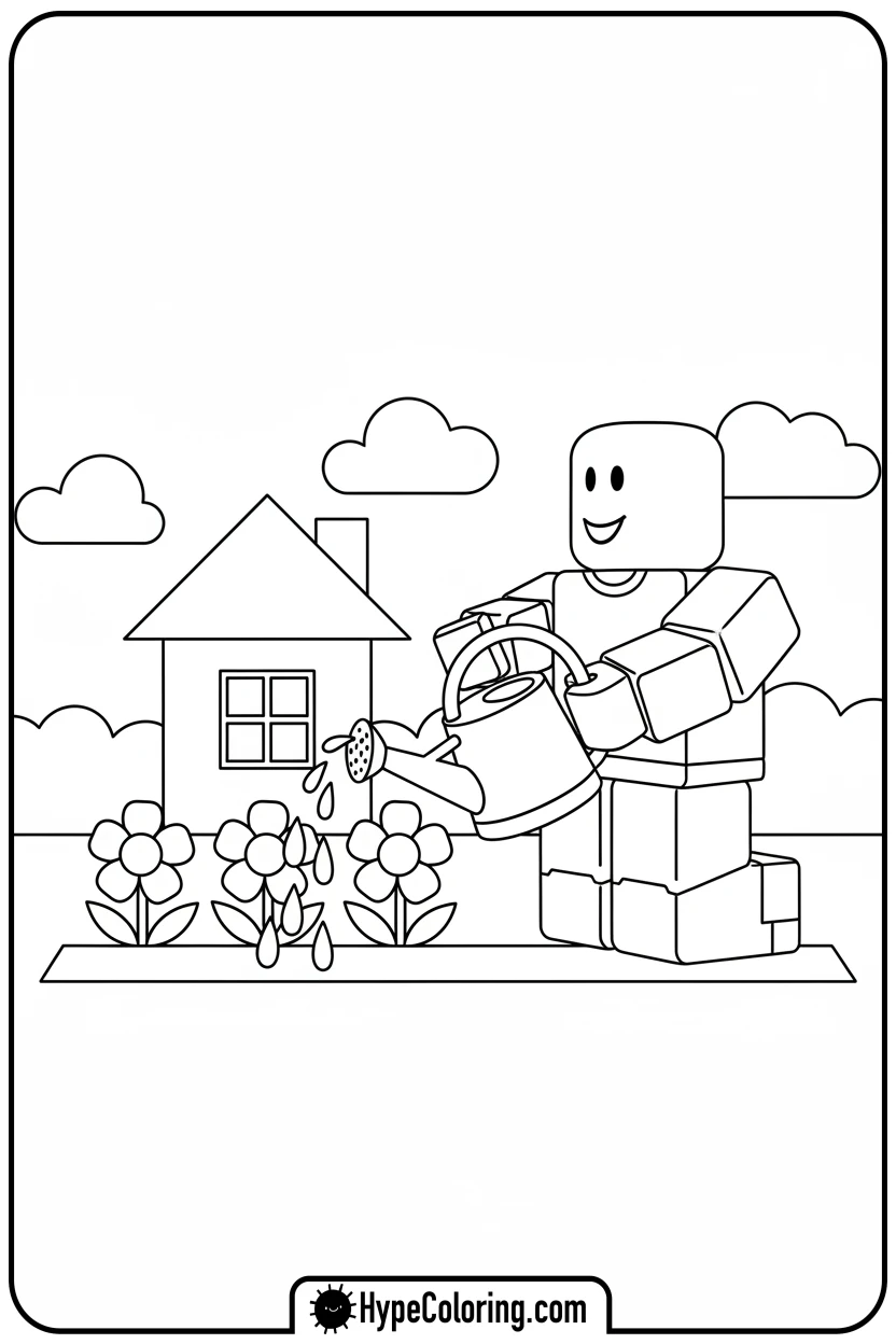 Click to download PDF roblox-character-gardening - roblox coloring pages