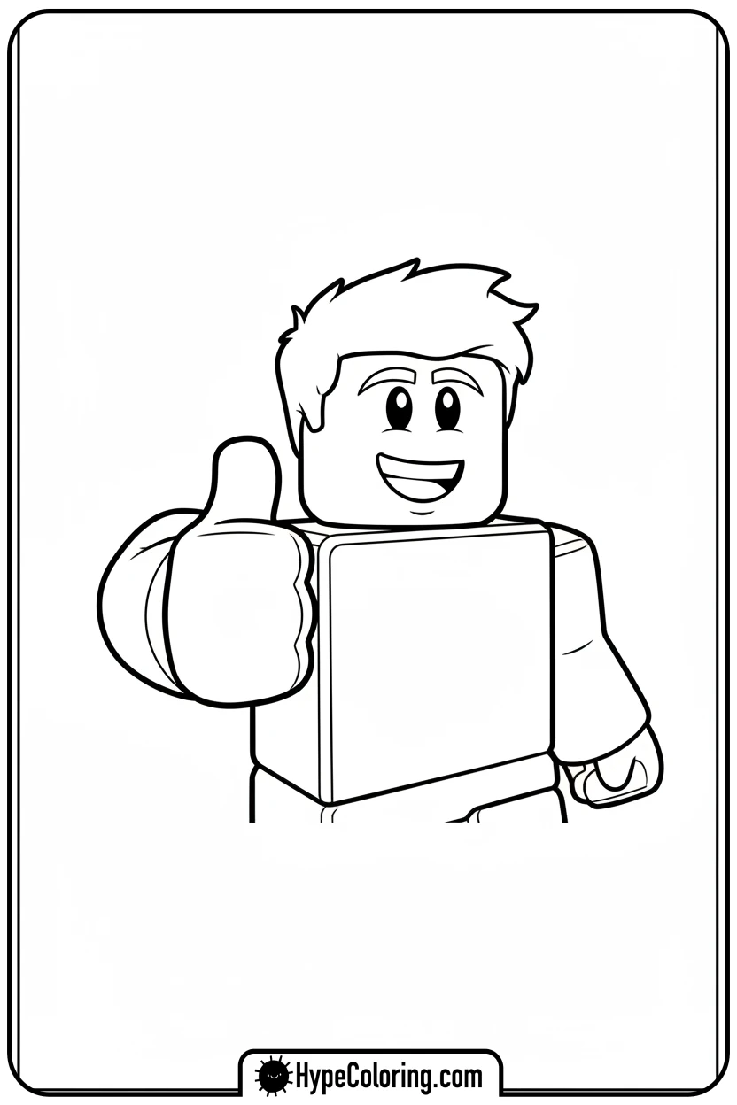 Click to download PDF roblox-character-thumbs-up - roblox coloring pages