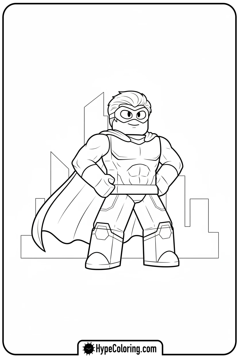 Click to download PDF roblox-superhero-pose - roblox coloring pages