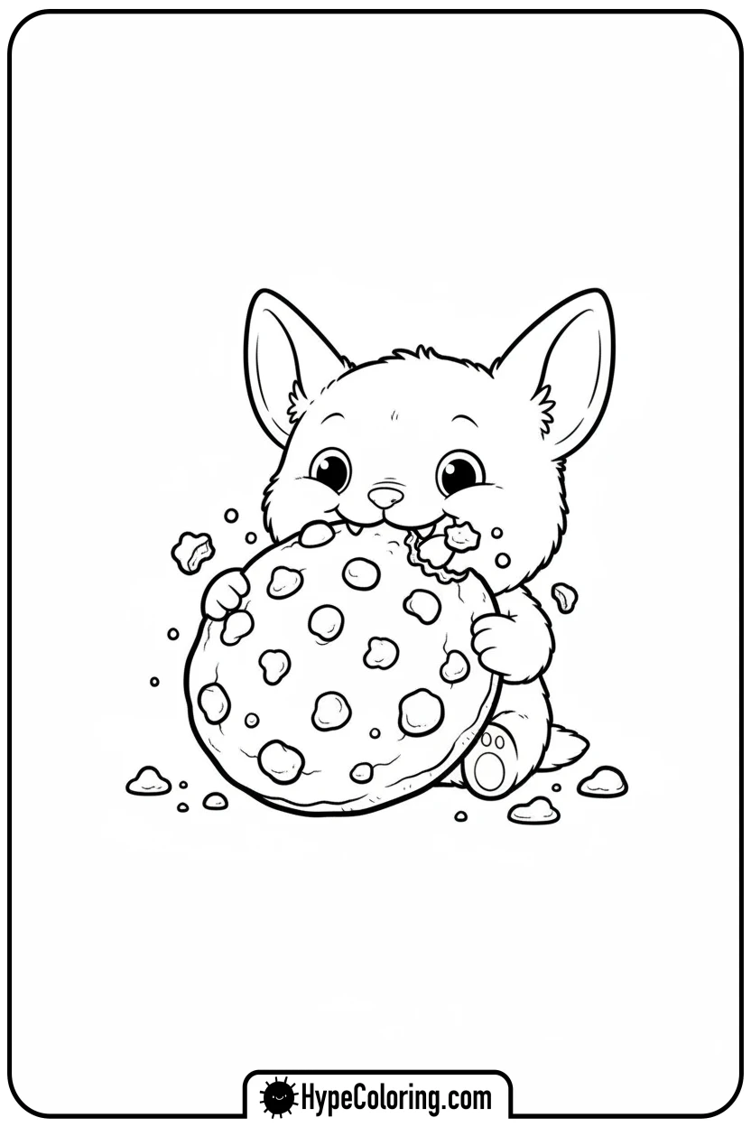 labubu-eating-a-cookie - labubu coloring pages