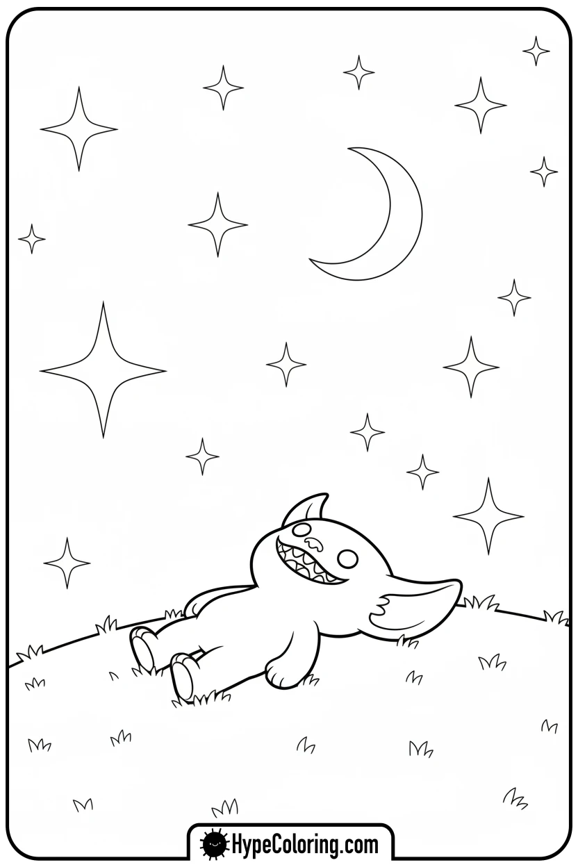 labubu-stargazing - labubu coloring pages