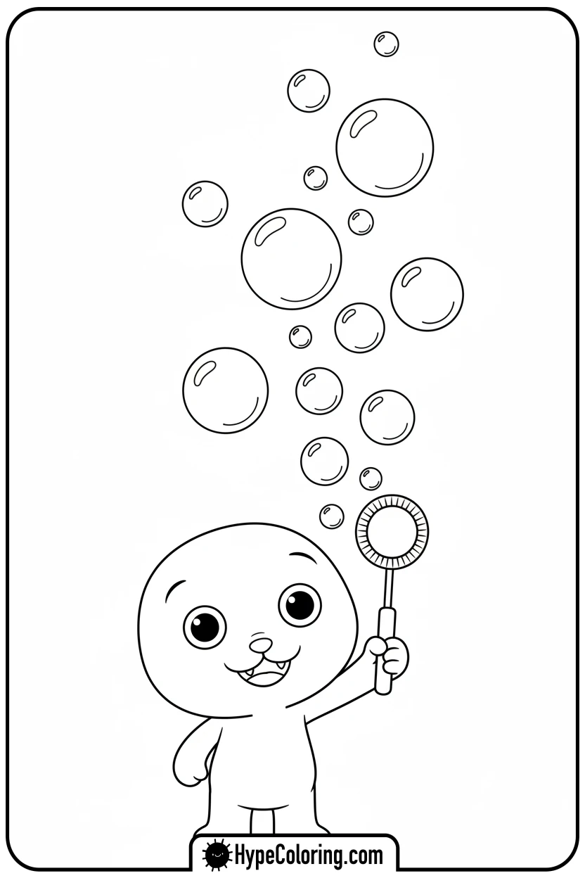 labubu-blowing-bubbles - labubu coloring pages