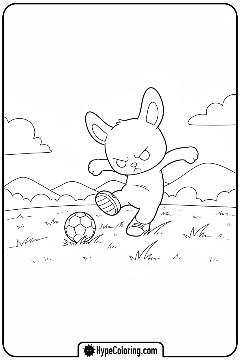 labubu-kicking-soccer-ball - labubu coloring pages