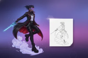 a-kpop-demon-hunter-leaping - kpop demon hunters coloring pages
