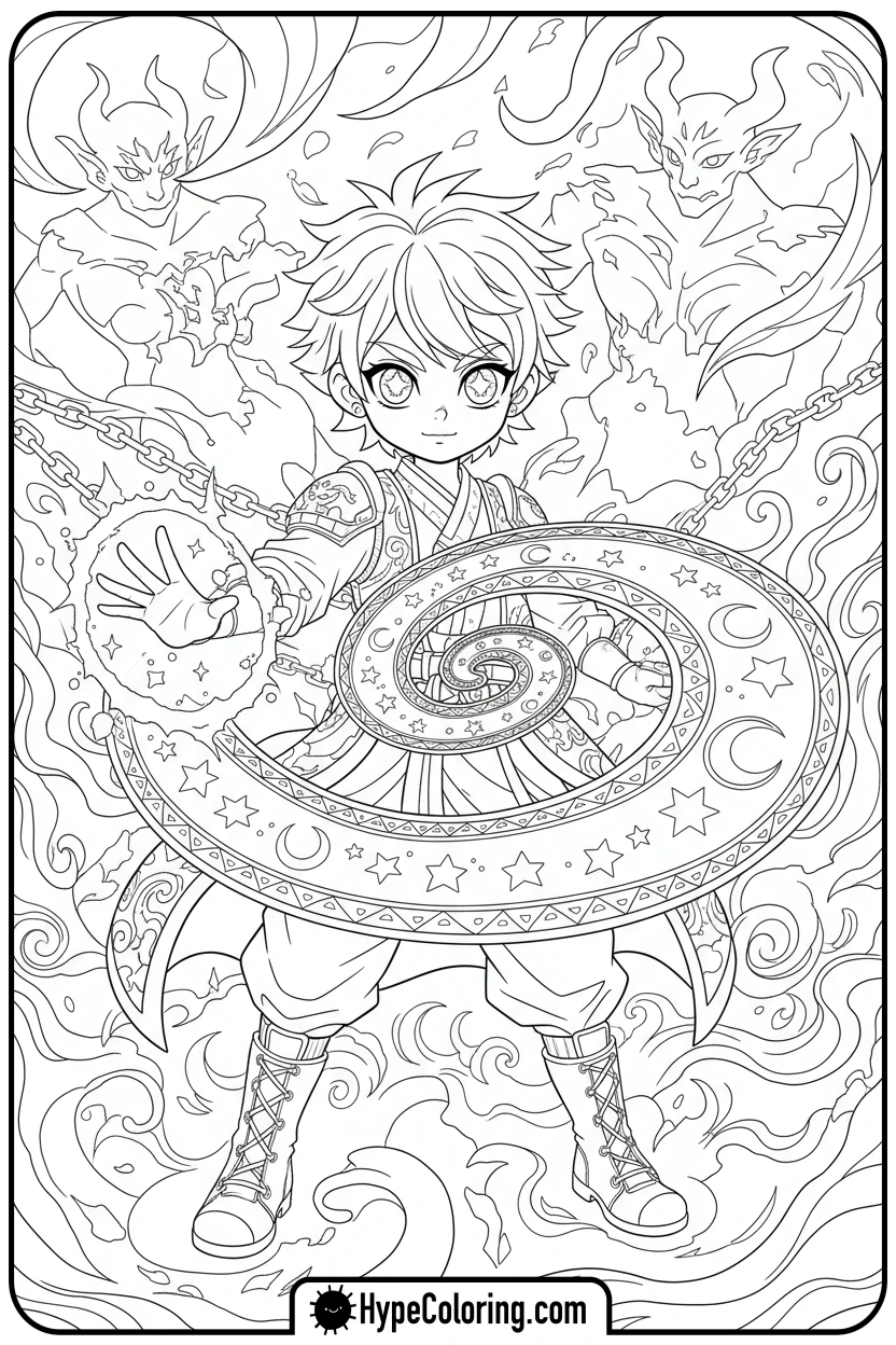 hunter-casting-star-magic-spell - kpop demon hunters coloring pages