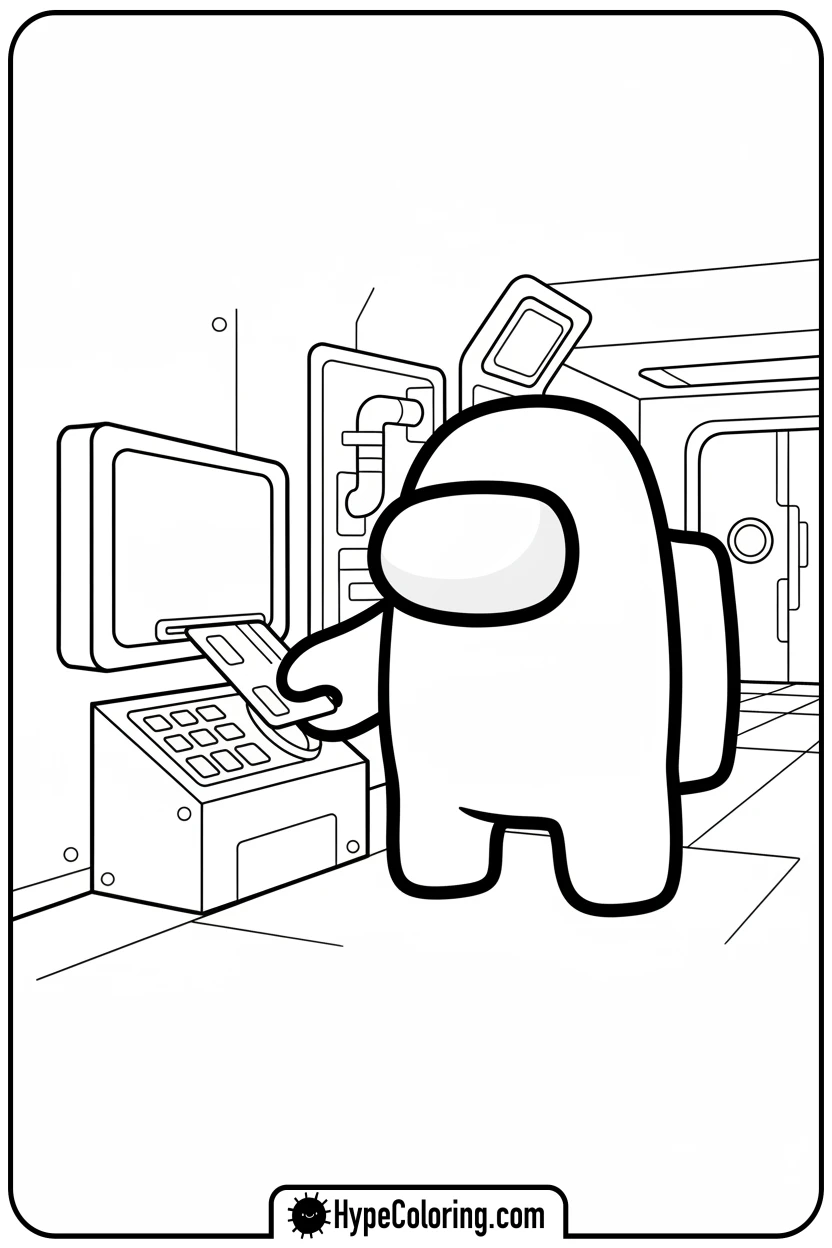 crewmate-swiping-card - among us coloring pages