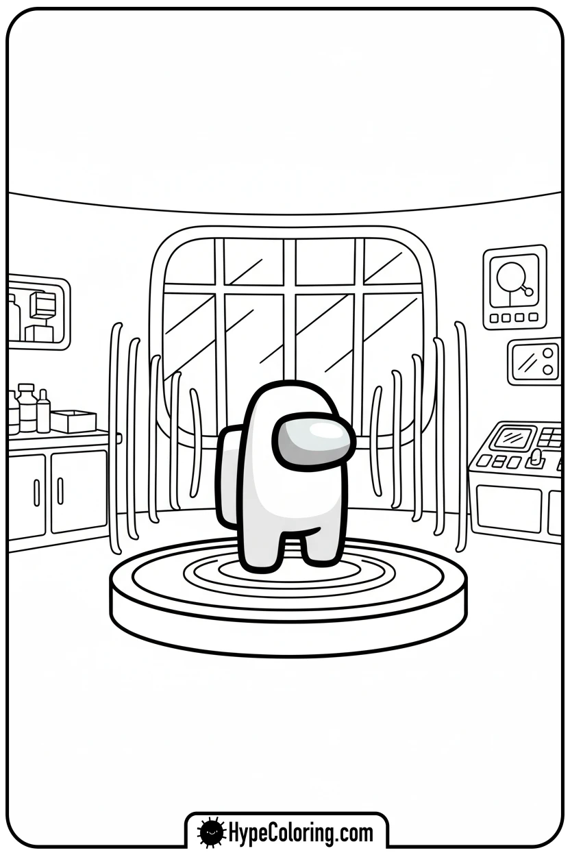 crewmate-getting-scanned - among us coloring pages