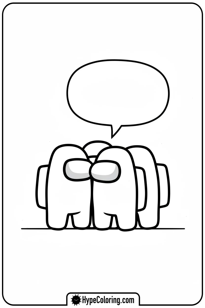 crewmates-huddling - among us coloring pages
