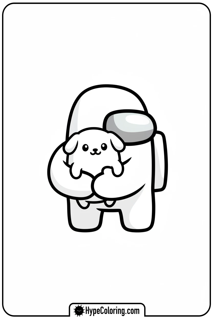 crewmate-holding-pet - among us coloring pages