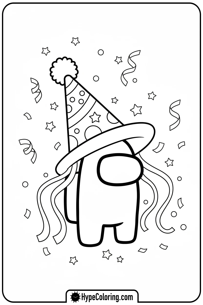 crewmate-with-party-hat - among us coloring pages