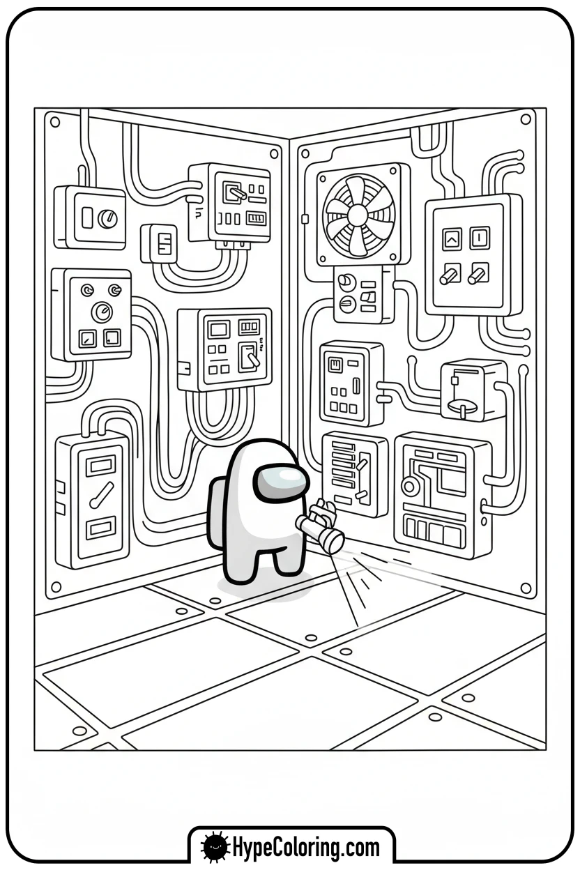 crewmate-in-electrical - among us coloring pages