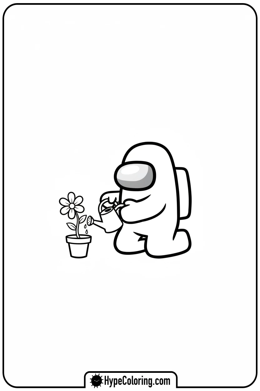 crewmate-gardening - among us coloring pages