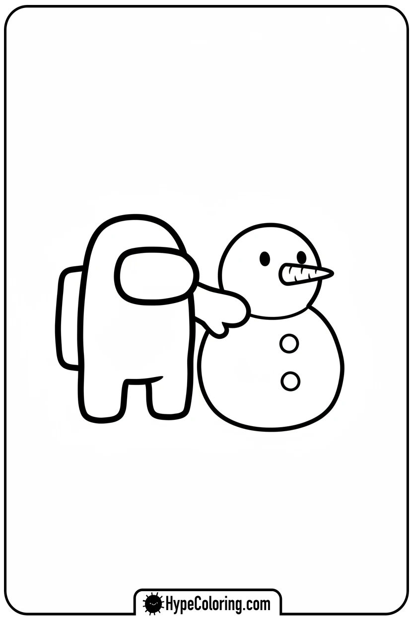 crewmate-with-snowman - among us coloring pages