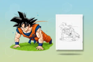 goku-doing-a-one-handed-push-up - goku coloring pages