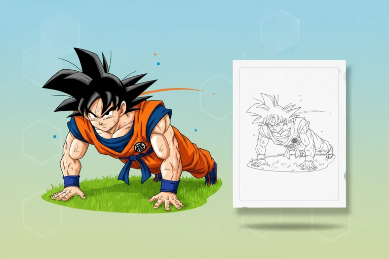goku-doing-a-one-handed-push-up - goku coloring pages