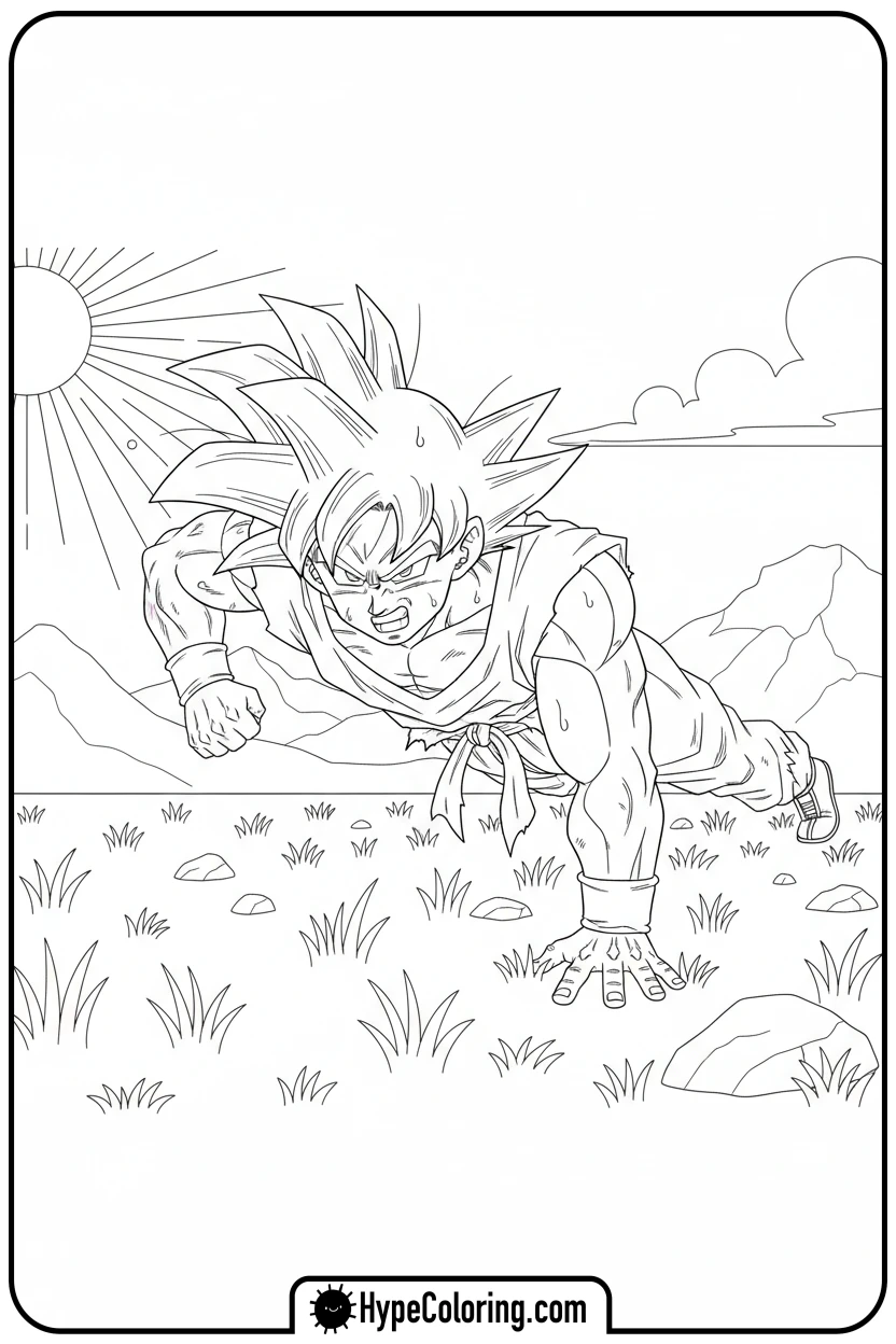 goku-doing-push-ups - goku coloring pages