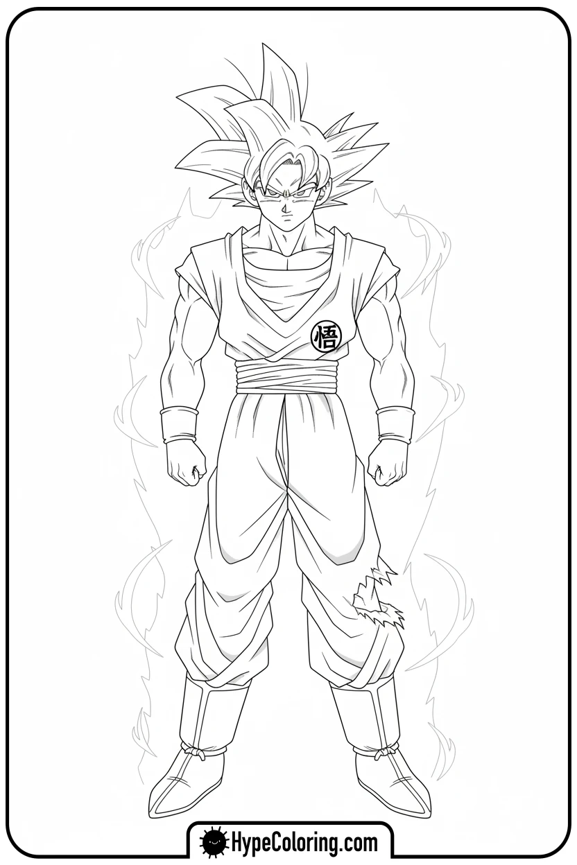 super-saiyan-goku-powering-up - goku coloring pages