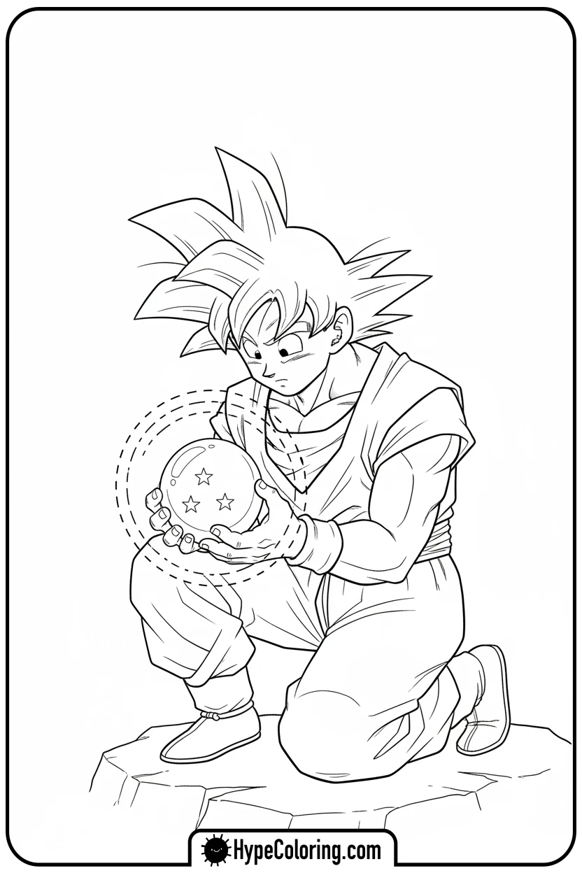 goku-examining-dragon-ball - goku coloring pages