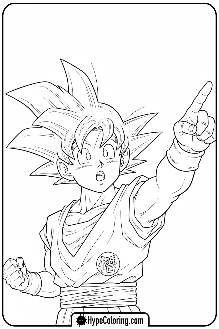 goku-looking-curious - goku coloring pages