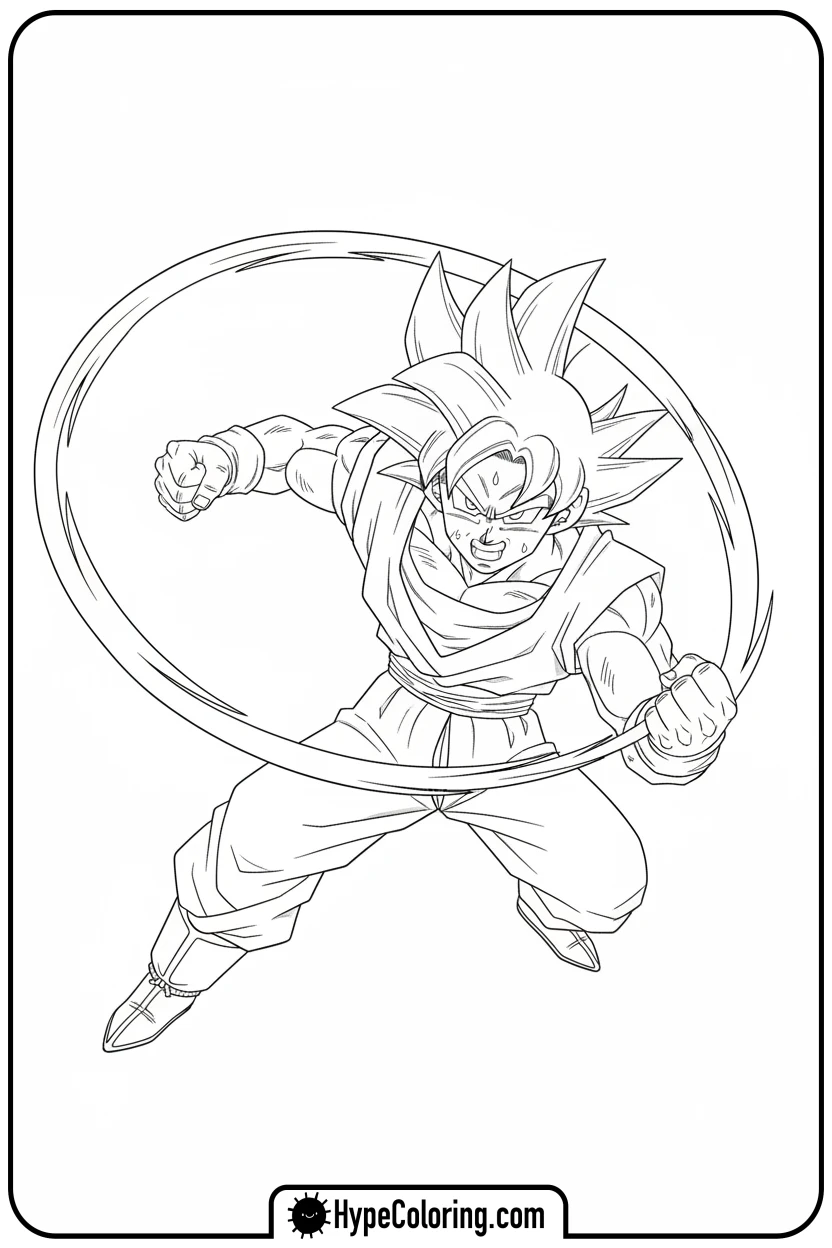 goku-practicing-punch - goku coloring pages