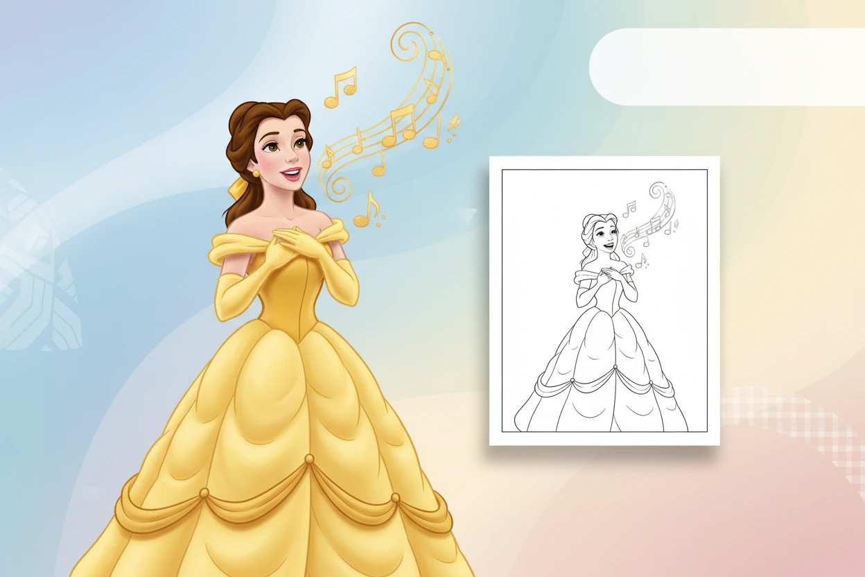 belle-standing-with-one-hand - belle coloring pages