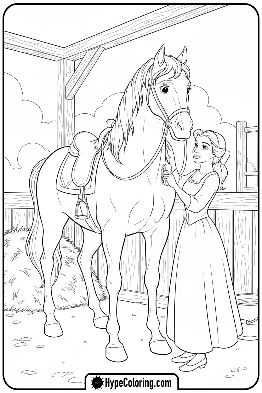 belle-brushing-philippe - belle coloring pages