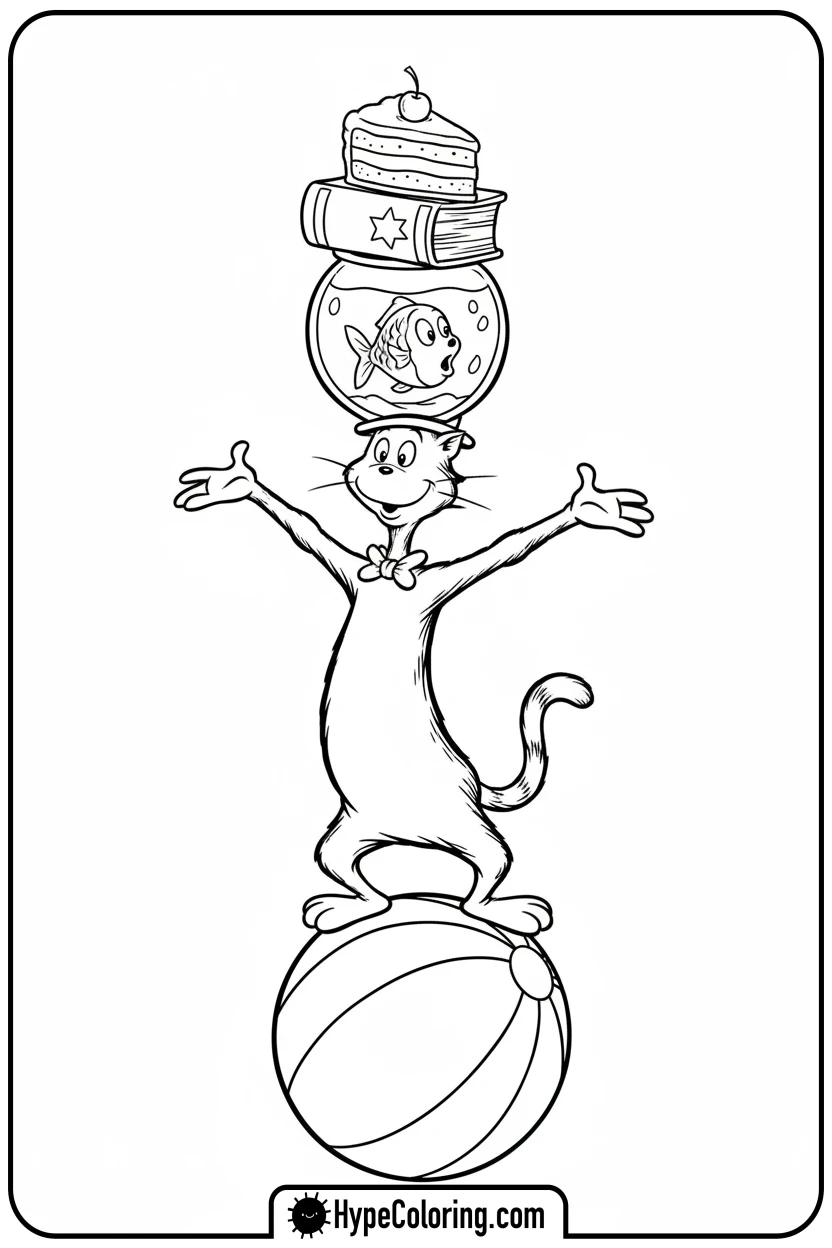 cat-in-the-hat-balancing-act - dr seuss coloring pages