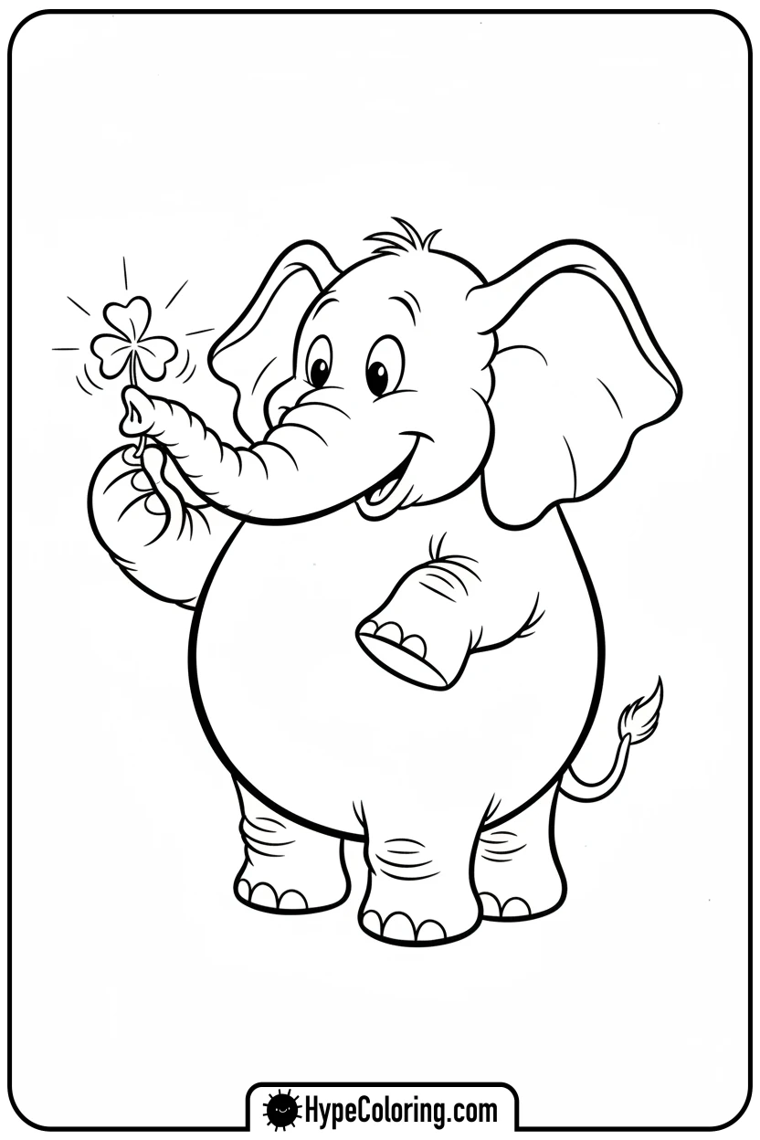 horton-holding-a-clover - dr seuss coloring pages