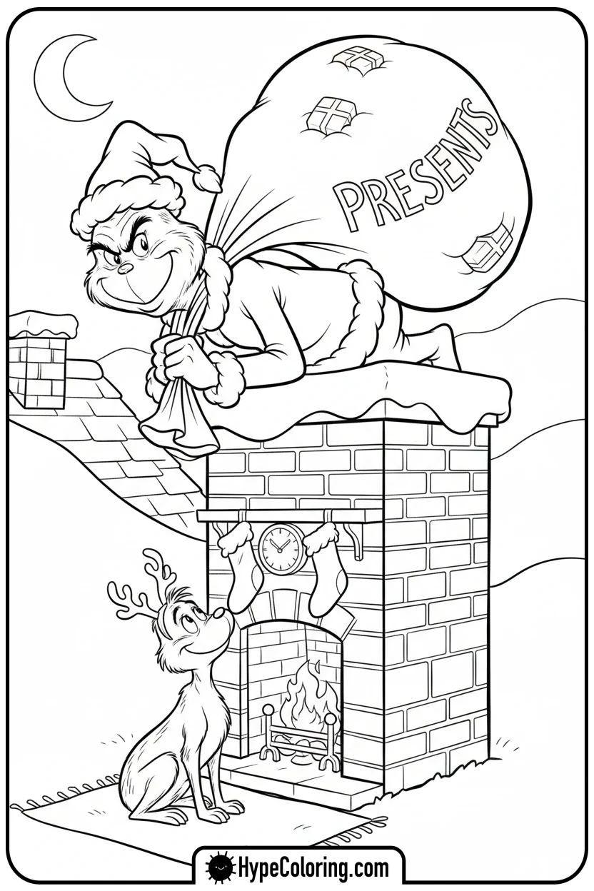 grinch-stealing-presents - dr seuss coloring pages