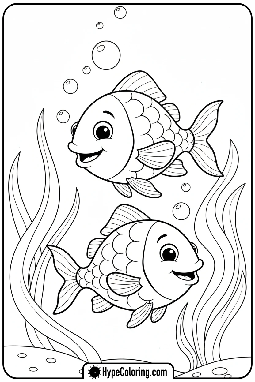 red-and-blue-fish-swimming - dr seuss coloring pages