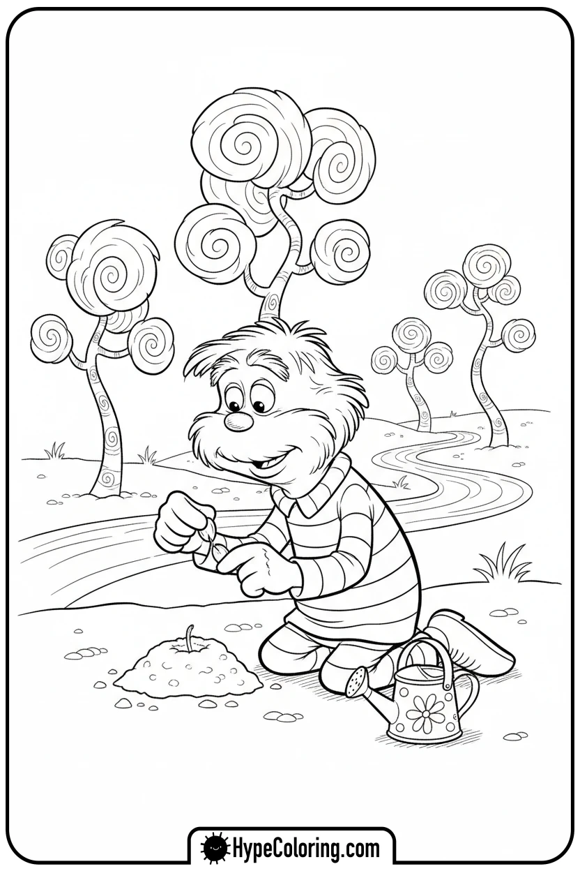 lorax-planting-seed - dr seuss coloring pages